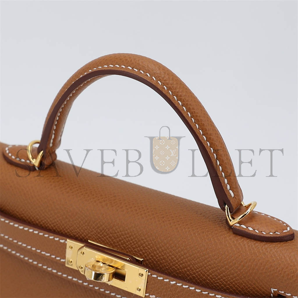 H**mes mini kelly second generation golden brown gold epsom (19*12*5.5cm)
